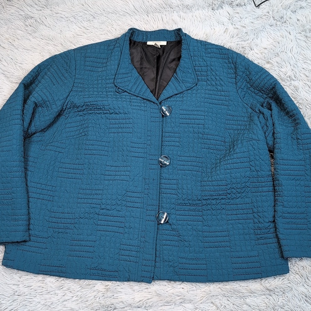Dressbarn Jacket Womens 22 24 W Teal Button Up Career Comfort Preppy Coat